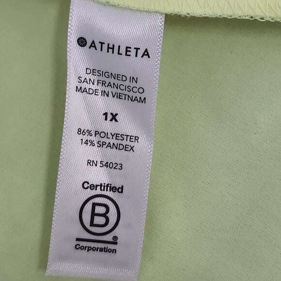 ATHLETA BOULEVARD V-NECK TEE T-SHIRT Size 1X Neon Yellow Green - Picture 8 of 10